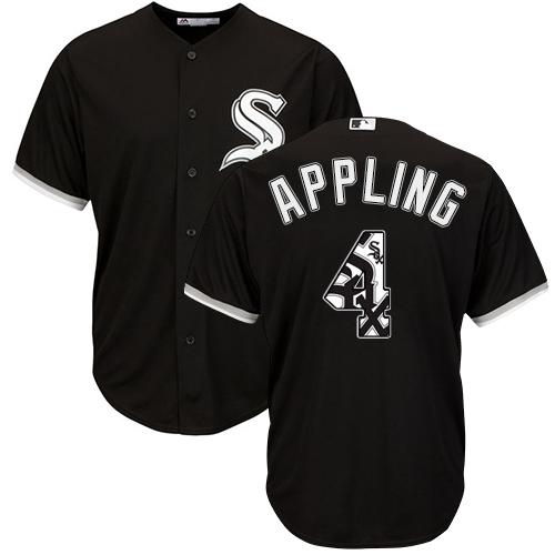 White Sox #4 Luke Appling Black Team Logo Fashion Stitched MLB Jersey - Click Image to Close